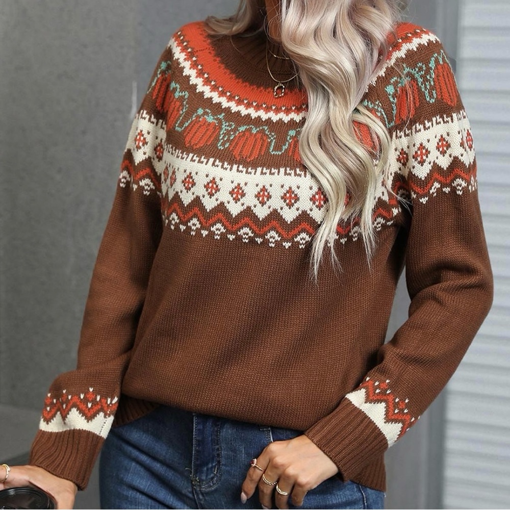 The Cozy Pumpkin Chevron Pullover Sweater Size Women’s 4(S)
